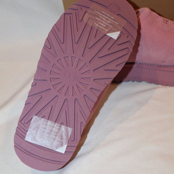 NIB UGG WOMEN'S DISCOQUETTE SUEDE SHEARLING LINED SLIPPERS PINK - Picture 7 of 7